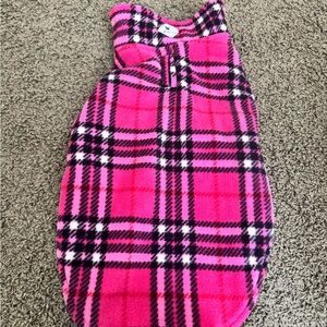 Pink Plaid & Gray Fleece Reversible Winter Dog Coat  Sz Medium